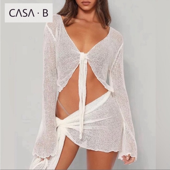 5⭐️CASA B!💫 On Island Time Sheer Wrap Skirt + Front tie Coverup Set